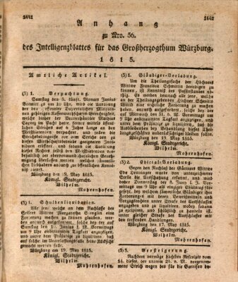 Königlich-baierisches Intelligenzblatt für das Großherzogthum Würzburg (Würzburger Intelligenzblatt) Samstag 27. Mai 1815