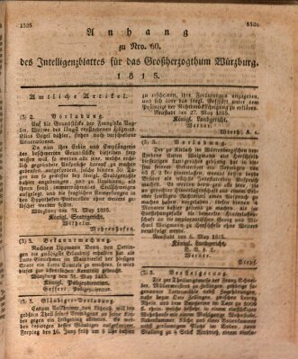 Königlich-baierisches Intelligenzblatt für das Großherzogthum Würzburg (Würzburger Intelligenzblatt) Samstag 3. Juni 1815