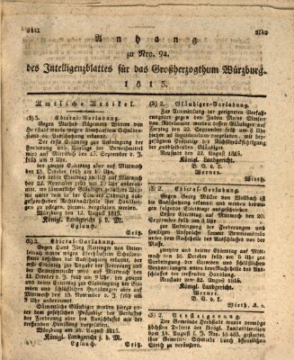 Königlich-baierisches Intelligenzblatt für das Großherzogthum Würzburg (Würzburger Intelligenzblatt) Samstag 2. September 1815