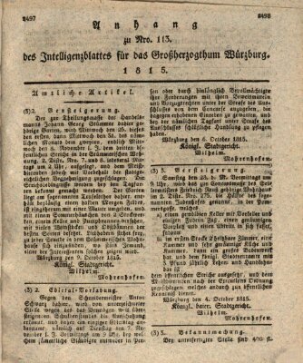 Königlich-baierisches Intelligenzblatt für das Großherzogthum Würzburg (Würzburger Intelligenzblatt) Donnerstag 19. Oktober 1815