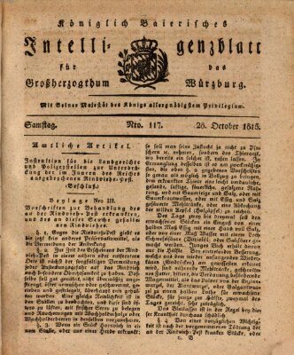 Königlich-baierisches Intelligenzblatt für das Großherzogthum Würzburg (Würzburger Intelligenzblatt) Samstag 28. Oktober 1815