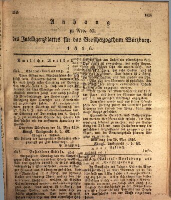 Königlich-baierisches Intelligenzblatt für das Großherzogthum Würzburg (Würzburger Intelligenzblatt) Dienstag 11. Juni 1816