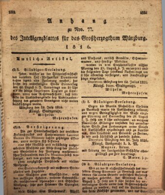 Königlich-baierisches Intelligenzblatt für das Großherzogthum Würzburg (Würzburger Intelligenzblatt) Donnerstag 25. Juli 1816