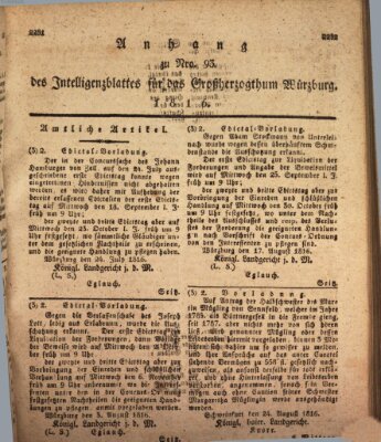 Königlich-baierisches Intelligenzblatt für das Großherzogthum Würzburg (Würzburger Intelligenzblatt) Dienstag 3. September 1816