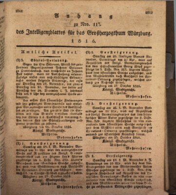 Königlich-baierisches Intelligenzblatt für das Großherzogthum Würzburg (Würzburger Intelligenzblatt) Dienstag 29. Oktober 1816