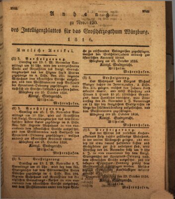 Königlich-baierisches Intelligenzblatt für das Großherzogthum Würzburg (Würzburger Intelligenzblatt) Donnerstag 7. November 1816