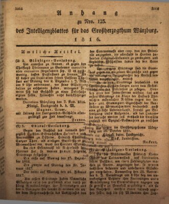 Königlich-baierisches Intelligenzblatt für das Großherzogthum Würzburg (Würzburger Intelligenzblatt) Donnerstag 14. November 1816