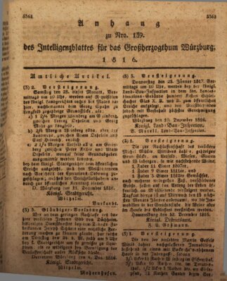 Königlich-baierisches Intelligenzblatt für das Großherzogthum Würzburg (Würzburger Intelligenzblatt) Samstag 21. Dezember 1816