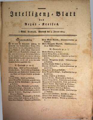 Intelligenzblatt des Rezat-Kreises (Ansbacher Intelligenz-Zeitung) Mittwoch 5. Januar 1814