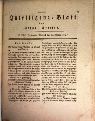 Intelligenzblatt des Rezat-Kreises (Ansbacher Intelligenz-Zeitung) Mittwoch 19. Januar 1814