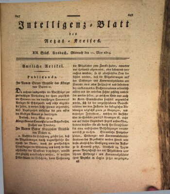 Intelligenzblatt des Rezat-Kreises (Ansbacher Intelligenz-Zeitung) Mittwoch 11. Mai 1814