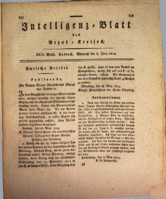 Intelligenzblatt des Rezat-Kreises (Ansbacher Intelligenz-Zeitung) Mittwoch 8. Juni 1814