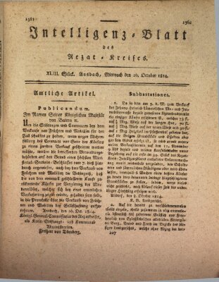 Intelligenzblatt des Rezat-Kreises (Ansbacher Intelligenz-Zeitung) Mittwoch 26. Oktober 1814