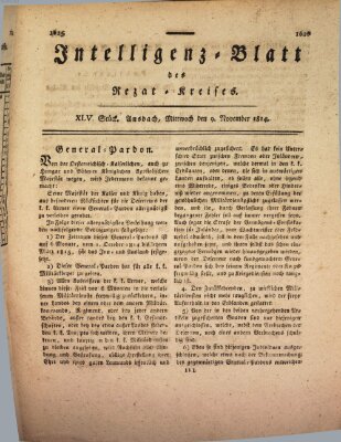 Intelligenzblatt des Rezat-Kreises (Ansbacher Intelligenz-Zeitung) Mittwoch 9. November 1814