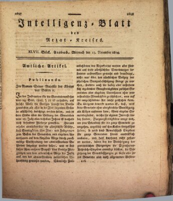 Intelligenzblatt des Rezat-Kreises (Ansbacher Intelligenz-Zeitung) Mittwoch 23. November 1814