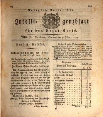 Königlich Bayerisches Intelligenzblatt für den Rezat-Kreis (Ansbacher Intelligenz-Zeitung) Mittwoch 5. Februar 1823