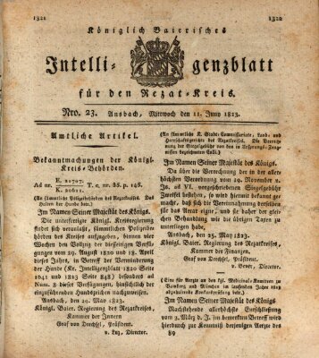 Königlich Bayerisches Intelligenzblatt für den Rezat-Kreis (Ansbacher Intelligenz-Zeitung) Mittwoch 11. Juni 1823