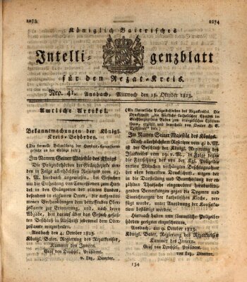 Königlich Bayerisches Intelligenzblatt für den Rezat-Kreis (Ansbacher Intelligenz-Zeitung) Mittwoch 15. Oktober 1823