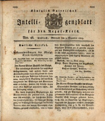 Königlich Bayerisches Intelligenzblatt für den Rezat-Kreis (Ansbacher Intelligenz-Zeitung) Mittwoch 3. Dezember 1823