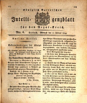 Königlich Bayerisches Intelligenzblatt für den Rezat-Kreis (Ansbacher Intelligenz-Zeitung) Mittwoch 11. Februar 1824