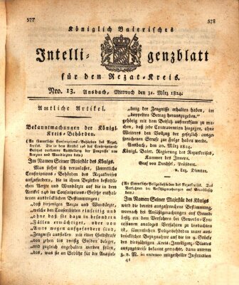 Königlich Bayerisches Intelligenzblatt für den Rezat-Kreis (Ansbacher Intelligenz-Zeitung) Mittwoch 31. März 1824