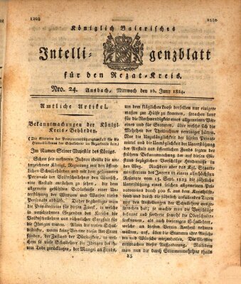 Königlich Bayerisches Intelligenzblatt für den Rezat-Kreis (Ansbacher Intelligenz-Zeitung) Mittwoch 16. Juni 1824