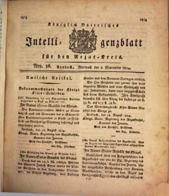 Königlich Bayerisches Intelligenzblatt für den Rezat-Kreis (Ansbacher Intelligenz-Zeitung) Mittwoch 8. September 1824