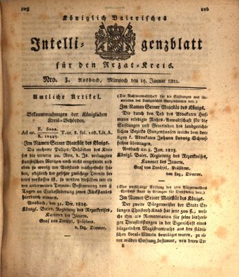 Königlich Bayerisches Intelligenzblatt für den Rezat-Kreis (Ansbacher Intelligenz-Zeitung) Mittwoch 19. Januar 1825