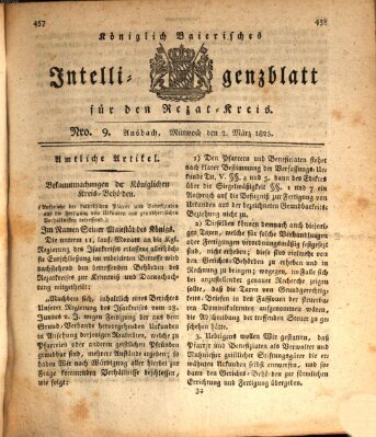 Königlich Bayerisches Intelligenzblatt für den Rezat-Kreis (Ansbacher Intelligenz-Zeitung) Mittwoch 2. März 1825