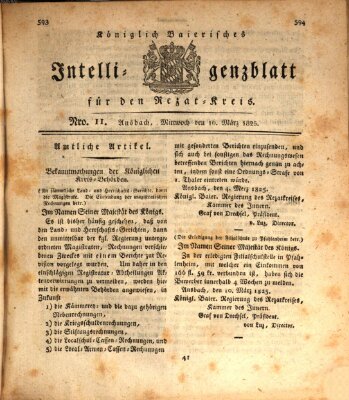 Königlich Bayerisches Intelligenzblatt für den Rezat-Kreis (Ansbacher Intelligenz-Zeitung) Mittwoch 16. März 1825