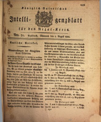 Königlich Bayerisches Intelligenzblatt für den Rezat-Kreis (Ansbacher Intelligenz-Zeitung) Mittwoch 3. August 1825