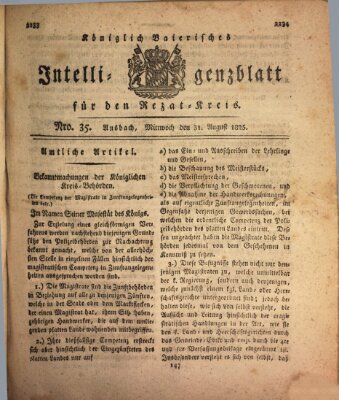 Königlich Bayerisches Intelligenzblatt für den Rezat-Kreis (Ansbacher Intelligenz-Zeitung) Mittwoch 31. August 1825