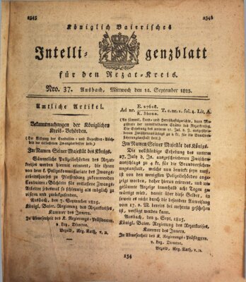 Königlich Bayerisches Intelligenzblatt für den Rezat-Kreis (Ansbacher Intelligenz-Zeitung) Mittwoch 14. September 1825