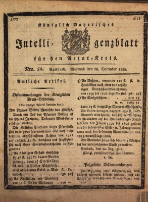 Königlich Bayerisches Intelligenzblatt für den Rezat-Kreis (Ansbacher Intelligenz-Zeitung) Mittwoch 28. Dezember 1825