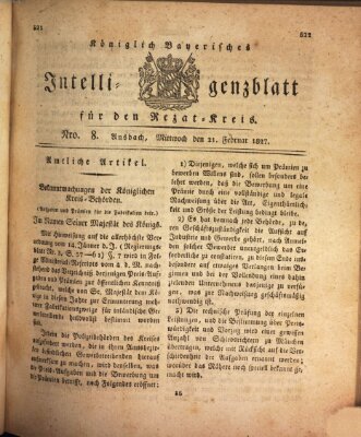 Königlich Bayerisches Intelligenzblatt für den Rezat-Kreis (Ansbacher Intelligenz-Zeitung) Mittwoch 21. Februar 1827