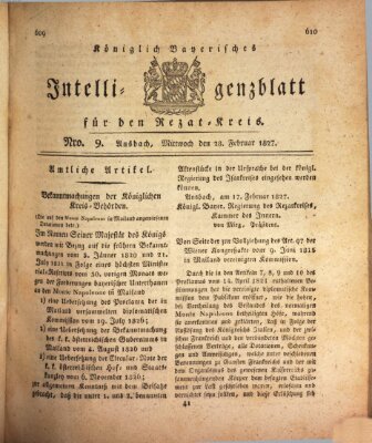 Königlich Bayerisches Intelligenzblatt für den Rezat-Kreis (Ansbacher Intelligenz-Zeitung) Mittwoch 28. Februar 1827