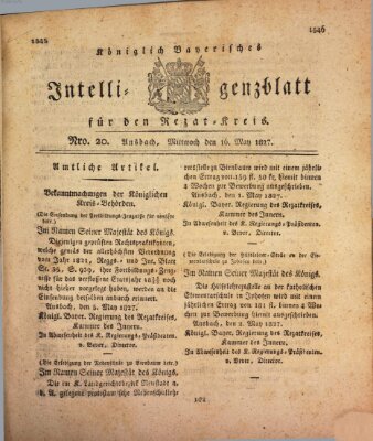 Königlich Bayerisches Intelligenzblatt für den Rezat-Kreis (Ansbacher Intelligenz-Zeitung) Mittwoch 16. Mai 1827