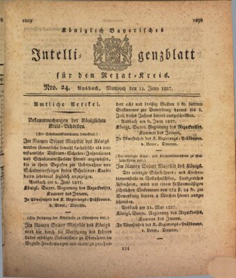 Königlich Bayerisches Intelligenzblatt für den Rezat-Kreis (Ansbacher Intelligenz-Zeitung) Mittwoch 13. Juni 1827