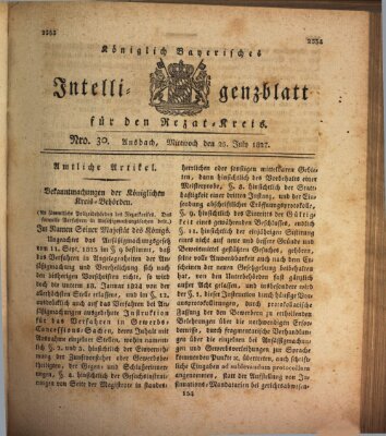 Königlich Bayerisches Intelligenzblatt für den Rezat-Kreis (Ansbacher Intelligenz-Zeitung) Mittwoch 25. Juli 1827