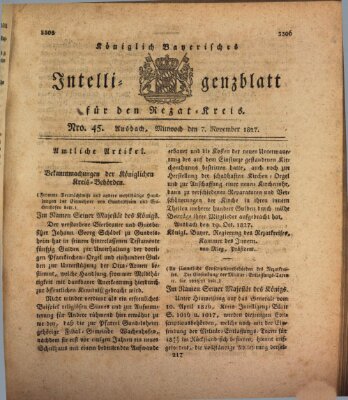 Königlich Bayerisches Intelligenzblatt für den Rezat-Kreis (Ansbacher Intelligenz-Zeitung) Mittwoch 7. November 1827