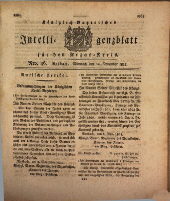 Königlich Bayerisches Intelligenzblatt für den Rezat-Kreis (Ansbacher Intelligenz-Zeitung) Mittwoch 14. November 1827