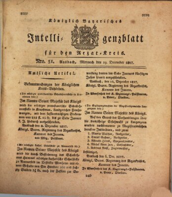 Königlich Bayerisches Intelligenzblatt für den Rezat-Kreis (Ansbacher Intelligenz-Zeitung) Mittwoch 19. Dezember 1827