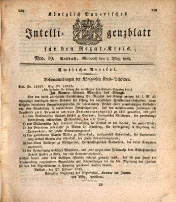 Königlich Bayerisches Intelligenzblatt für den Rezat-Kreis (Ansbacher Intelligenz-Zeitung) Mittwoch 5. März 1828