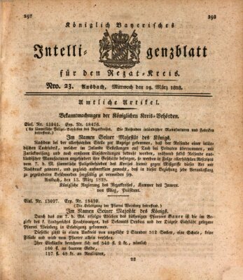 Königlich Bayerisches Intelligenzblatt für den Rezat-Kreis (Ansbacher Intelligenz-Zeitung) Mittwoch 19. März 1828