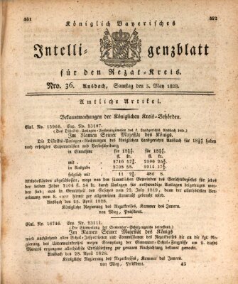 Königlich Bayerisches Intelligenzblatt für den Rezat-Kreis (Ansbacher Intelligenz-Zeitung) Samstag 3. Mai 1828