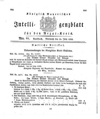 Königlich Bayerisches Intelligenzblatt für den Rezat-Kreis (Ansbacher Intelligenz-Zeitung) Mittwoch 30. Juli 1828