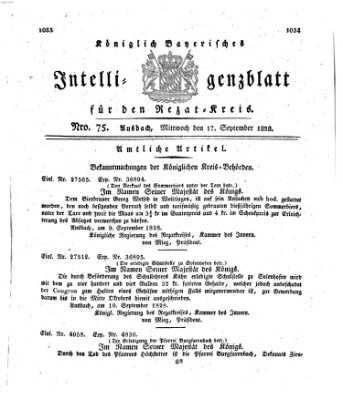 Königlich Bayerisches Intelligenzblatt für den Rezat-Kreis (Ansbacher Intelligenz-Zeitung) Mittwoch 17. September 1828