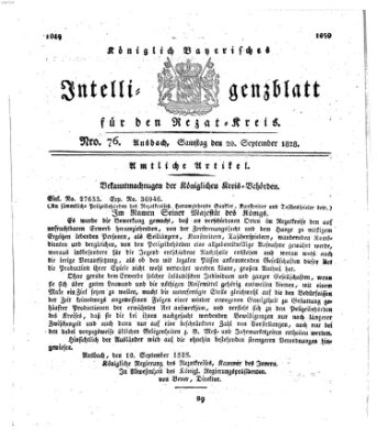 Königlich Bayerisches Intelligenzblatt für den Rezat-Kreis (Ansbacher Intelligenz-Zeitung) Samstag 20. September 1828