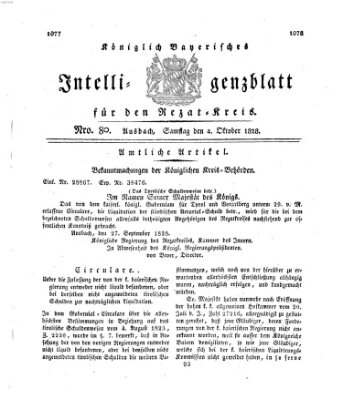 Königlich Bayerisches Intelligenzblatt für den Rezat-Kreis (Ansbacher Intelligenz-Zeitung) Samstag 4. Oktober 1828