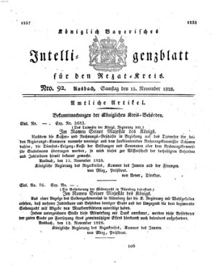 Königlich Bayerisches Intelligenzblatt für den Rezat-Kreis (Ansbacher Intelligenz-Zeitung) Samstag 15. November 1828